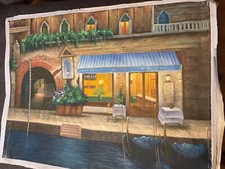 PINTURA EM TECIDO A ÓLEO TELA IMPRESSÃO CENA CAFÉ 50 1/2" X 38" VER FOTOS comprar usado  Enviando para Brazil