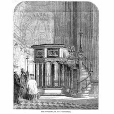 LONDRES O Novo Púlpito na Catedral de São Paulo - Estampa Antiga 1861 comprar usado  Enviando para Brazil