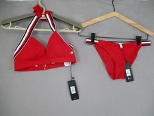 Conjunto de sutiã listrado parte superior inferior Tommy Hilfiger biquíni feminino pequeno vermelho azul novo com etiquetas comprar usado  Enviando para Brazil