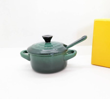 Mini pote de condimento Le Creuset 3 fl oz com colheres de grés verde cacto comprar usado  Enviando para Brazil