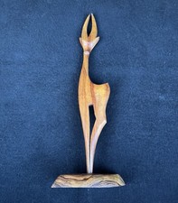 Teakwood deer sculpture for sale  HORSHAM