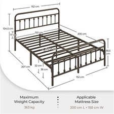 King metal bed for sale  IPSWICH