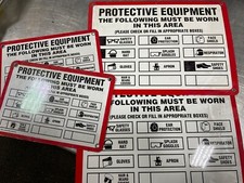 4 letreros de equipo de protección personal metal, plástico usado segunda mano  Embacar hacia Mexico