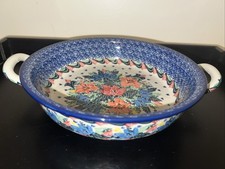Prato de padeiro redondo de cerâmica pintado à mão polonês UNIKAT 10” x 2” comprar usado  Enviando para Brazil