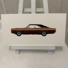 1968 Dodge Charger RT Muscle Car Automóvel Ilustração Arte Desenho Desenhado à Mão, usado comprar usado  Enviando para Brazil