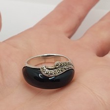 Bague Argent 925 Et Noire Marcassites Silver Ring T60 comprar usado  Enviando para Brazil