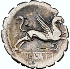 Moeda de prata antiga L Papius NGC Choice Juno Sospita Griffin REPÚBLICA ROMANA D373 comprar usado  Enviando para Brazil