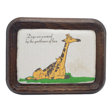 Tecido vintage girafa mãe e bebê arte de parede moldura de madeira quarto de bebê crianças 8x6 comprar usado  Enviando para Brazil