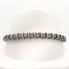 Conjunto de ilusão de pulseira de tênis painel quadrado diamante prata esterlina pedras naturais, usado comprar usado  Enviando para Brazil