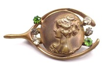 Usado, Broche Sufragista Antigo, Espinha de Latão com Estilo Art Nouveau Mulher em Perfil comprar usado  Enviando para Brazil
