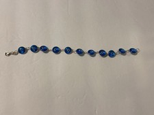 Pulseira de prata esterlina 925 grega elos do olho mau fecho lagosta linda azul comprar usado  Enviando para Brazil