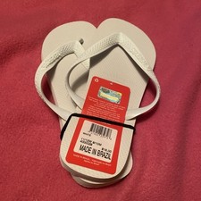 ~ Havaianas brancas unissex novas com etiquetas ~ 11/12W ou EUA 9/10M ~ casamento praia piscina faculdade comprar usado  Enviando para Brazil