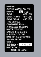 Suzuki ts400 1972 d'occasion  Expédié en Belgium