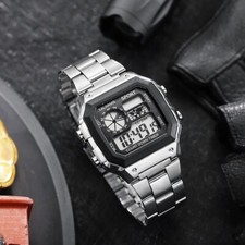 Relógio digital masculino pulseira de aço inoxidável relógios esportivos à prova d'água comprar usado  Enviando para Brazil