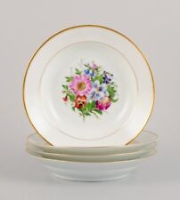 Bing & Grøndahl, four deep plates with flowers and gold decoration., usado comprar usado  Enviando para Brazil
