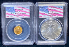 WTC GROUND ZERO AMERICAN EAGLES 1999 US$ 5 OURO 2001 US$ 1 PRATA PCGS MS69 SEM RESERVA comprar usado  Enviando para Brazil