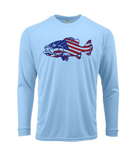 Bandeira Americana Baixo Pesca Manga Longa Microfibra Performance UPF 50 T-Shirt comprar usado  Enviando para Brazil