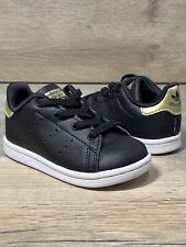 Tênis Adidas Stan Smith infantil tamanho 6K preto/metálico dourado sem amarração cadarços comprar usado  Enviando para Brazil