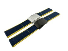 Pulseira de lona de borracha 22 mm azul marinho/amarelo ajuste Breitling SO fivela/fecho para relógio comprar usado  Enviando para Brazil