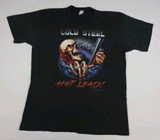 Usado, Camiseta Vintage 1990 Aço Frio Esqueleto de Chumbo Quente Estampa de Arma de Tiro Crânio Anos 90 RARA comprar usado  Enviando para Brazil