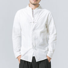 Masculina Manga Longa Camisa De Kung Fu Jaqueta Blusa Tops Sapo Casual Botão comprar usado  Enviando para Brazil