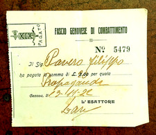 Ricevuta fascio genovese usato Ricevuta fascio genovese usato  San Giuliano Milanese