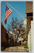 Usado, Cartão postal bandeira lojas 1969 San Pedro California CA Whalers Wharf Ports Call comprar usado  Enviando para Brazil