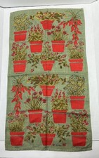 Toalha de chá vintage 1960 Vera Neumann 151/2" x 28" linho vermelho verde vaso jardim de ervas comprar usado  Enviando para Brazil