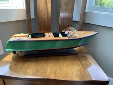 Decoração de modelo de barco de madeira vintage 20" iate cruzador MCM arte popular verde comprar usado  Enviando para Brazil