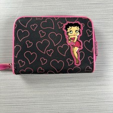 Usado, Carteira feminina Betty Boop rosa preta coração gráfico zíper ao redor chaveiro bolsa 2005 comprar usado  Enviando para Brazil