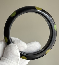 Pulseira de baquelite preta verde bolinhas RARA diferentes tons verdes 6 pontos, usado comprar usado  Enviando para Brazil