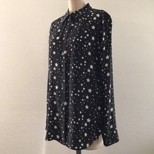 Blusa Top Camisa Equipment Kate Moss Seda Negra Mate Estampada Estrella Nueva Sin Etiquetas - M segunda mano  Embacar hacia Mexico