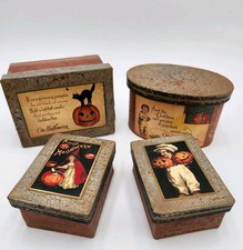 4 caixas empilháveis de Halloween estilo cartão postal vintage Great Northwoods Trading Company  comprar usado  Enviando para Brazil