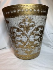 Cesto de lixo vintage Florença Itália florentino ouro branco dourado ~ 10 1/2, usado comprar usado  Enviando para Brazil