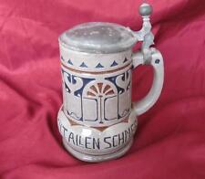 CANECA DE CERVEJA CERÂMICA ALEMÃ VINTAGE com TAMPA DE METAL MARCADA comprar usado  Enviando para Brazil