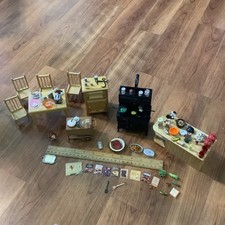 Vintage 1/12 Domek dla lalek Miniatury Kuchnia Partia Kuchenka Skrzynia lodowa Zamrażarka Wózek na herbatę na sprzedaż  Wysyłka do Poland