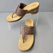 Sandálias Bass Couro Feminino 8M Tanga Marrom Salto Cunha Sapatos Cami comprar usado  Enviando para Brazil
