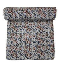 Colcha Kantha dupla estampa de bloco de mão indiana feita à mão colcha arremesso arte comprar usado  Enviando para Brazil