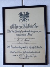 Deutsches reich ehrenurkunde gebraucht kaufen  Düsseldorf