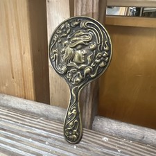 VINTAGE Mini ART NOUVEAU DECO Estilo ESPELHO DE VAIDADE PORTÁTIL LATÃO SENHORA comprar usado  Enviando para Brazil