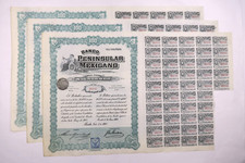 BANCO PENINSULAR MEXICANO ACTION DE 100 PESOS MERIDA 1908 X 3 comprar usado  Enviando para Brazil