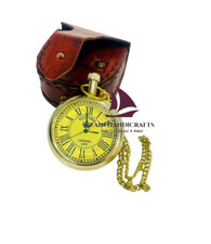 Relógio de bolso náutico bronze marinho com estojo de couro presente de aniversário/amigos comprar usado  Enviando para Brazil