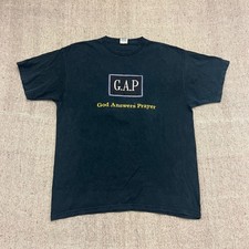 Camisa de oração masculina vintage God Answers GG preta anos 2000 Y2K GAP comprar usado  Enviando para Brazil