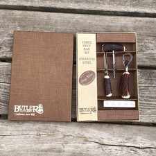 Vintage Boxed Butlers Sheffield Stal nierdzewna 3-częściowy zestaw prętów Uchwyt klaksonu jelitowego na sprzedaż  Wysyłka do Poland