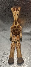Estatueta de madeira esculpida à mão com prateleira de girafa articulada comprar usado  Enviando para Brazil