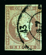 C799 ESPANHA #42 "2 REALES" CANCELAR "RUEDA DE CARRETA 43" SANTANDER. comprar usado  Enviando para Brazil