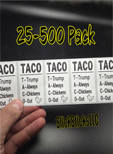 "TACO - Trump Always Chickens Out" 25-500 pacotes a granel adesivos decalque etiquetas anti comprar usado  Enviando para Brazil