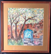 Paisagem intrincada em mosaico com pintura de gazebo de cristal assinada Mannes comprar usado  Enviando para Brazil