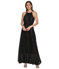 DKNY Womens Sequin Sleeveless Halter Gown Dress, black, 12 for sale  Hillsboro