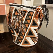 Bolsa Wayuu Mochila Colombiana Nativa Tribal Feita à Mão Geométrica Cores Neutras comprar usado  Enviando para Brazil